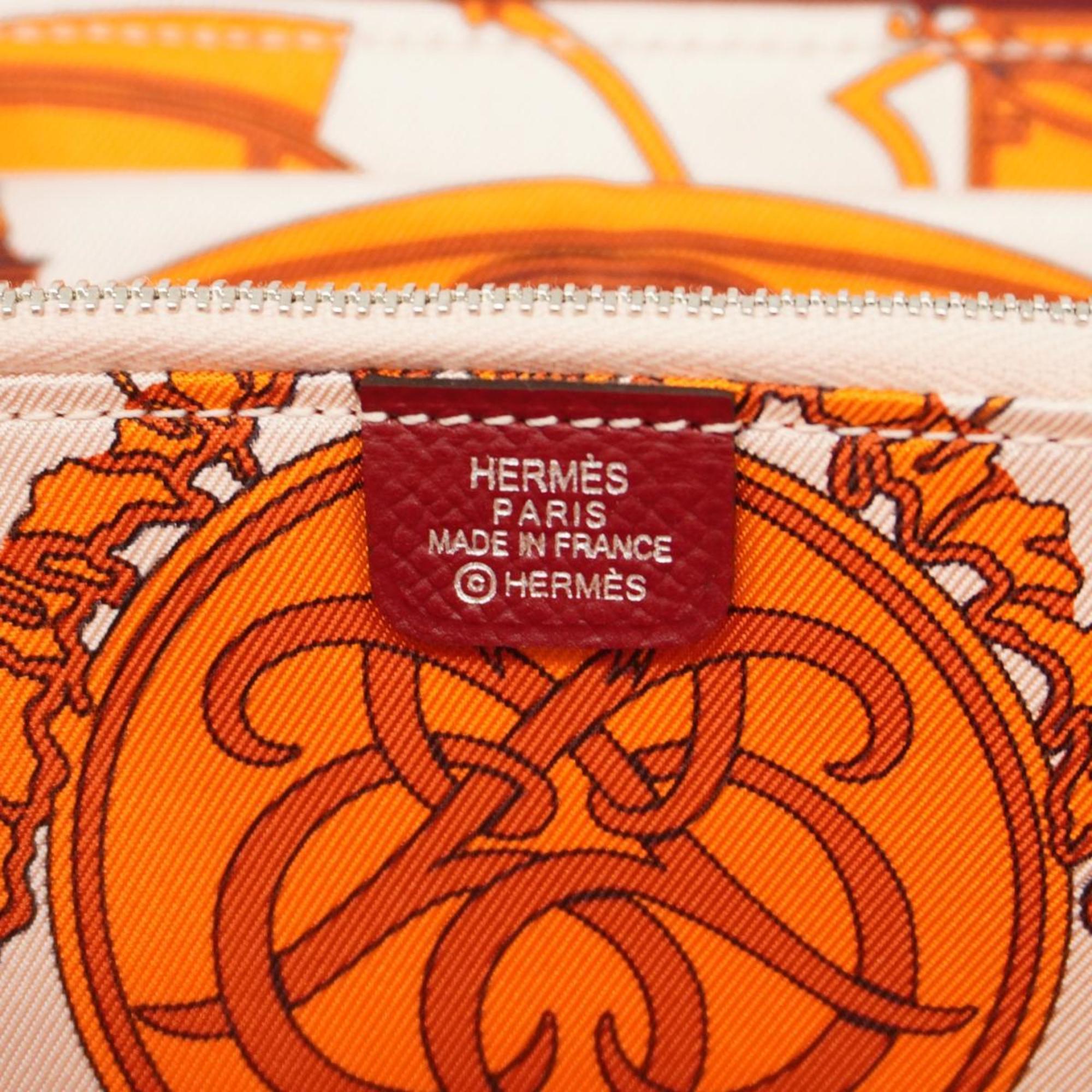 Hermes Long Wallet Azap Silk In X Stamp Veau Epsom Rouge Grena Women's