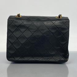 Chanel Shoulder Bag Matelasse Chain Lambskin Black Women's