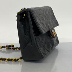 Chanel Shoulder Bag Matelasse Chain Lambskin Black Women's