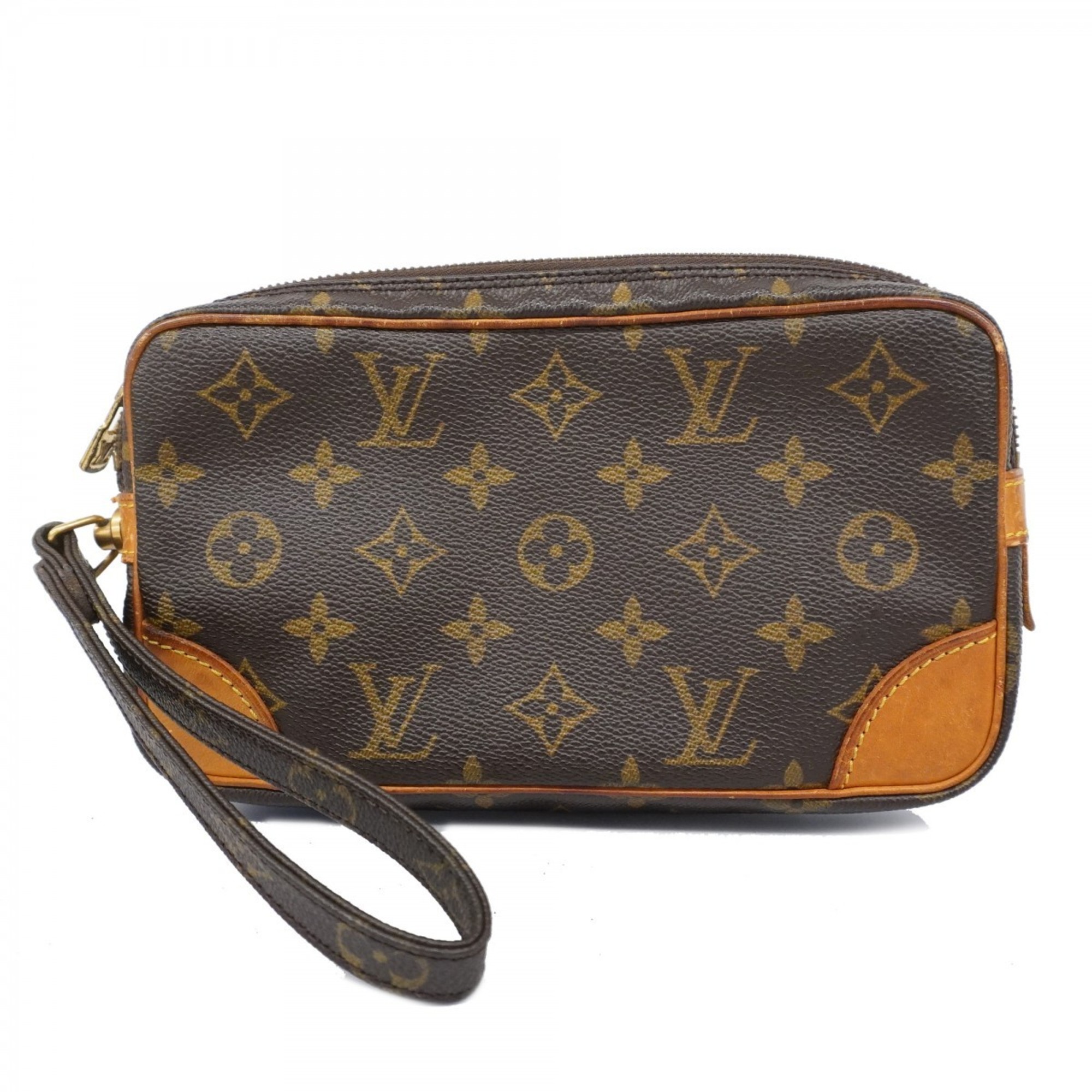 Louis Vuitton Clutch Bag Monogram Marly Dragonne PM M51827 Brown Men's