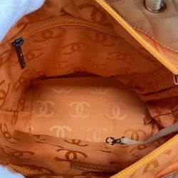 Chanel Tote Bag Cambon Lambskin Patent Leather Beige Yellow Orange Women's