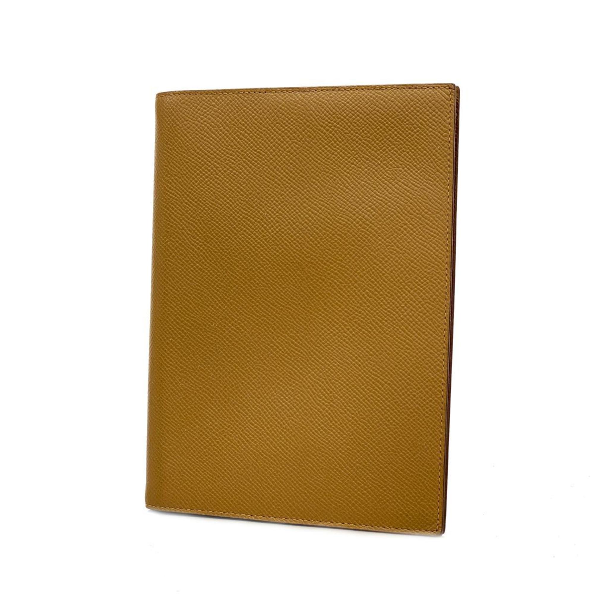 Hermes Agenda GM Notebook Cover, T Stamped, Epsom Leather, Biscuit, Men's, Women's