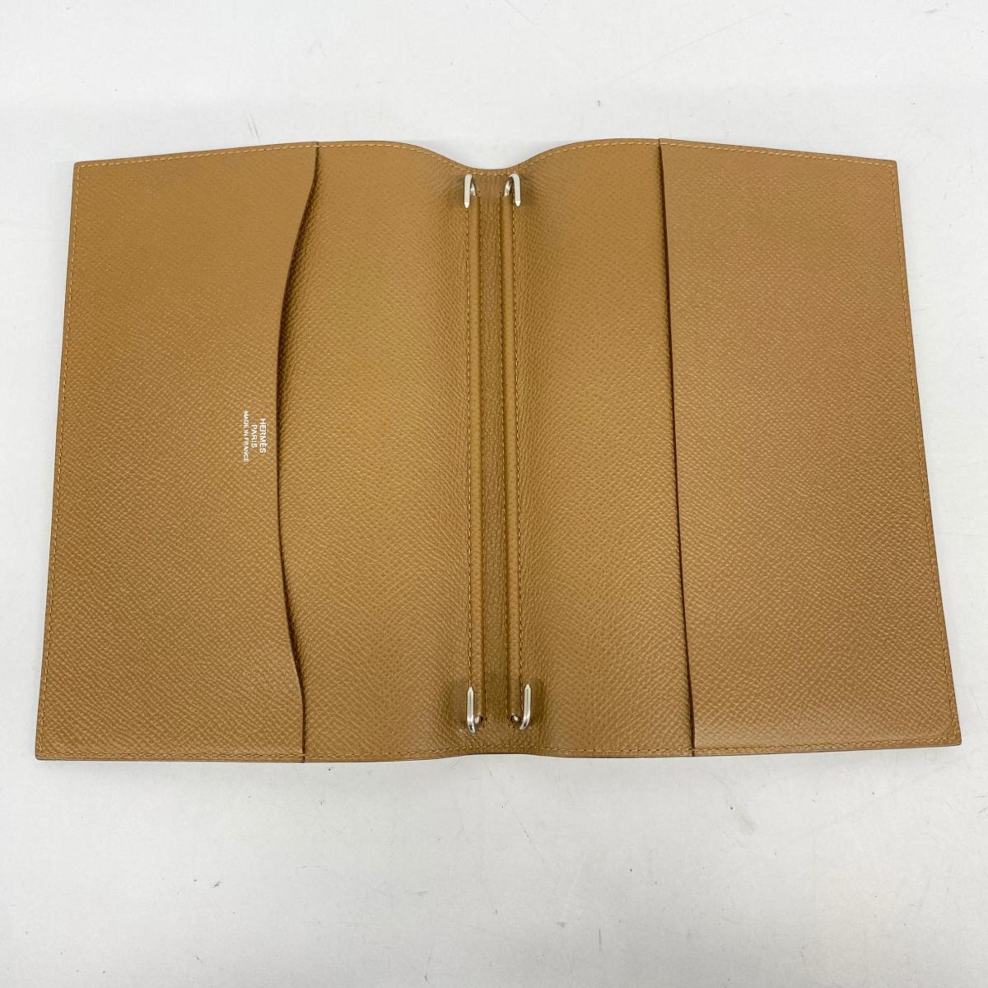 Hermes Agenda GM Notebook Cover, T Stamped, Epsom Leather, Biscuit, Men's, Women's