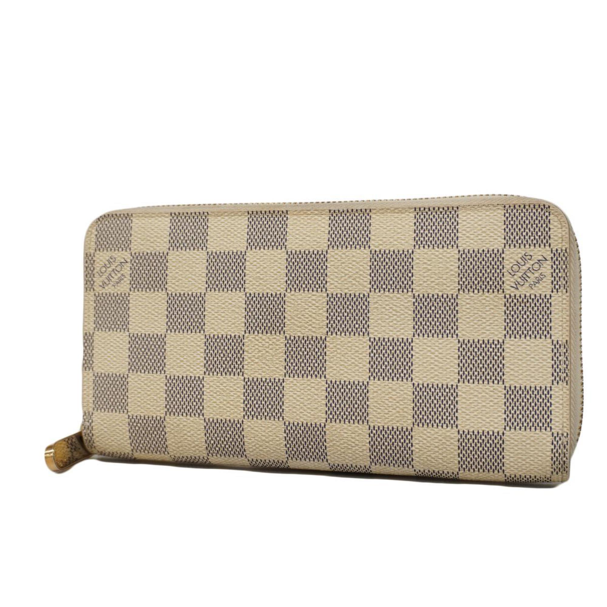 Louis Vuitton Long Wallet Damier Azur Zippy N60019 White Men's Women's