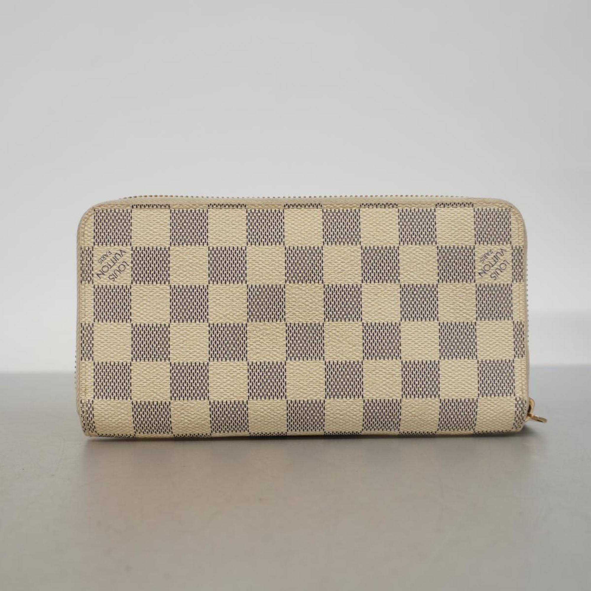 Louis Vuitton Long Wallet Damier Azur Zippy N60019 White Men's Women's