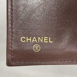 Chanel Tri-fold Wallet Matelasse Caviar Skin Black Champagne Ladies