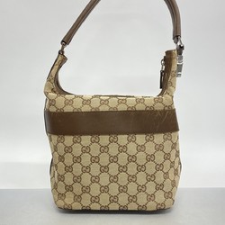 Gucci Shoulder Bag GG Canvas 001 4299 Leather Brown Women's