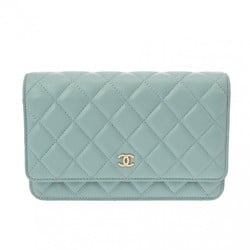 CHANEL Chanel Matelasse Classic Chain Wallet Light Blue AP0250 Women's Caviar Skin Shoulder Bag