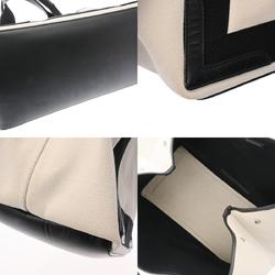 BALENCIAGA Navy Cabas M White/Black 581292 Women's Canvas Leather Handbag