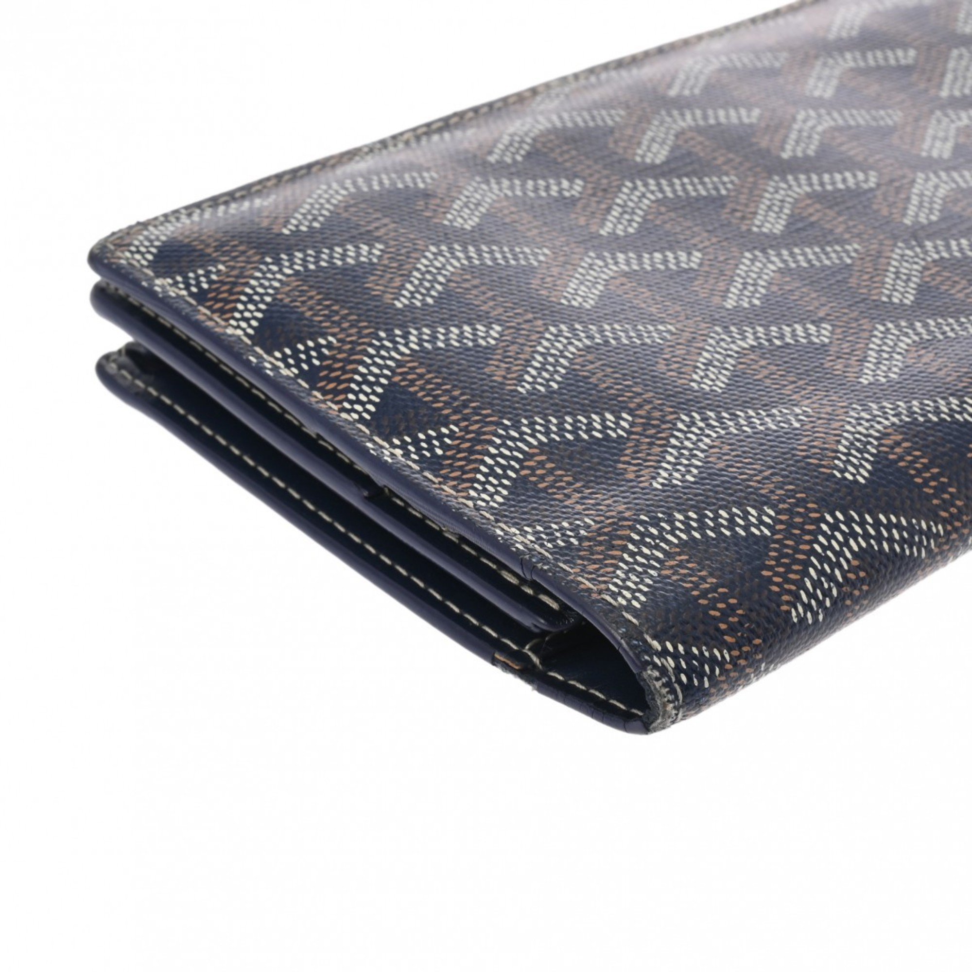 GOYARD Richelieu Herringbone Navy Unisex PVC/Leather Long Wallet