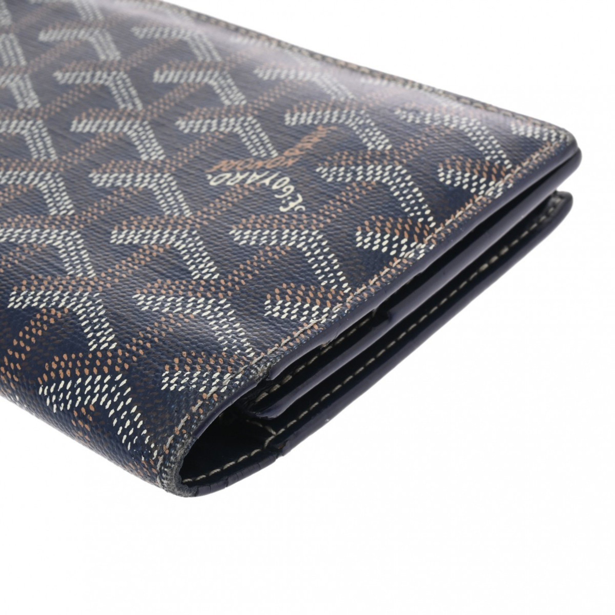 GOYARD Richelieu Herringbone Navy Unisex PVC/Leather Long Wallet