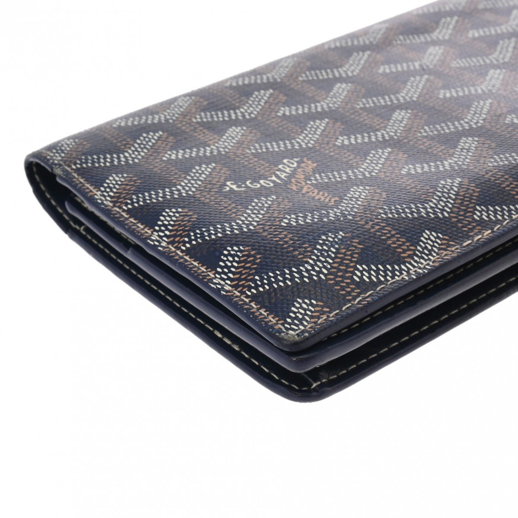 GOYARD Richelieu Herringbone Navy Unisex PVC/Leather Long Wallet