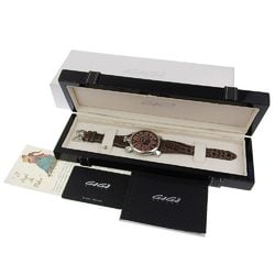 Gaga Milano Manuale 46 Watch 5084 Stainless Steel x Embossed Leather Red Quartz Analog Display Gray Dial Manure Men's