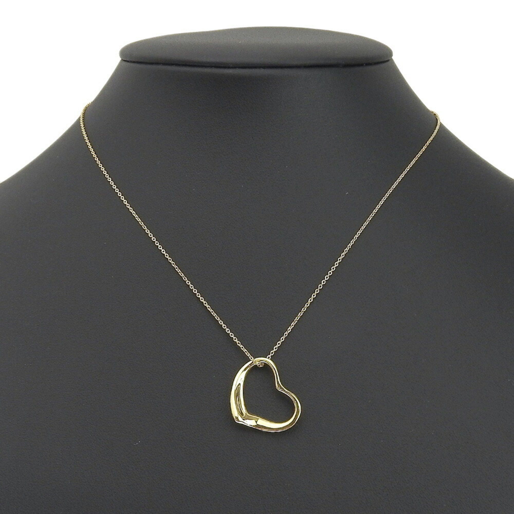 Tiffany TIFFANY&Co. Heart Necklace Elsa Peretti K18 Yellow Gold Approx. 4.9g Open Women's