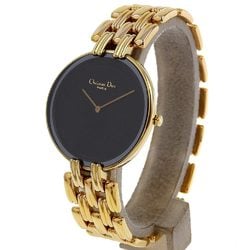 Christian Dior Bakira Watch 47154-3 Gold Plated Quartz Analog Display Black Dial Men's