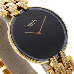 Christian Dior Bakira Watch 47154-3 Gold Plated Quartz Analog Display Black Dial Men's