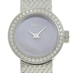 Dior La D de Satin Watch Diamond Bezel CD040110-J Stainless Steel Quartz Analog Display Shell Dial Mini Women's