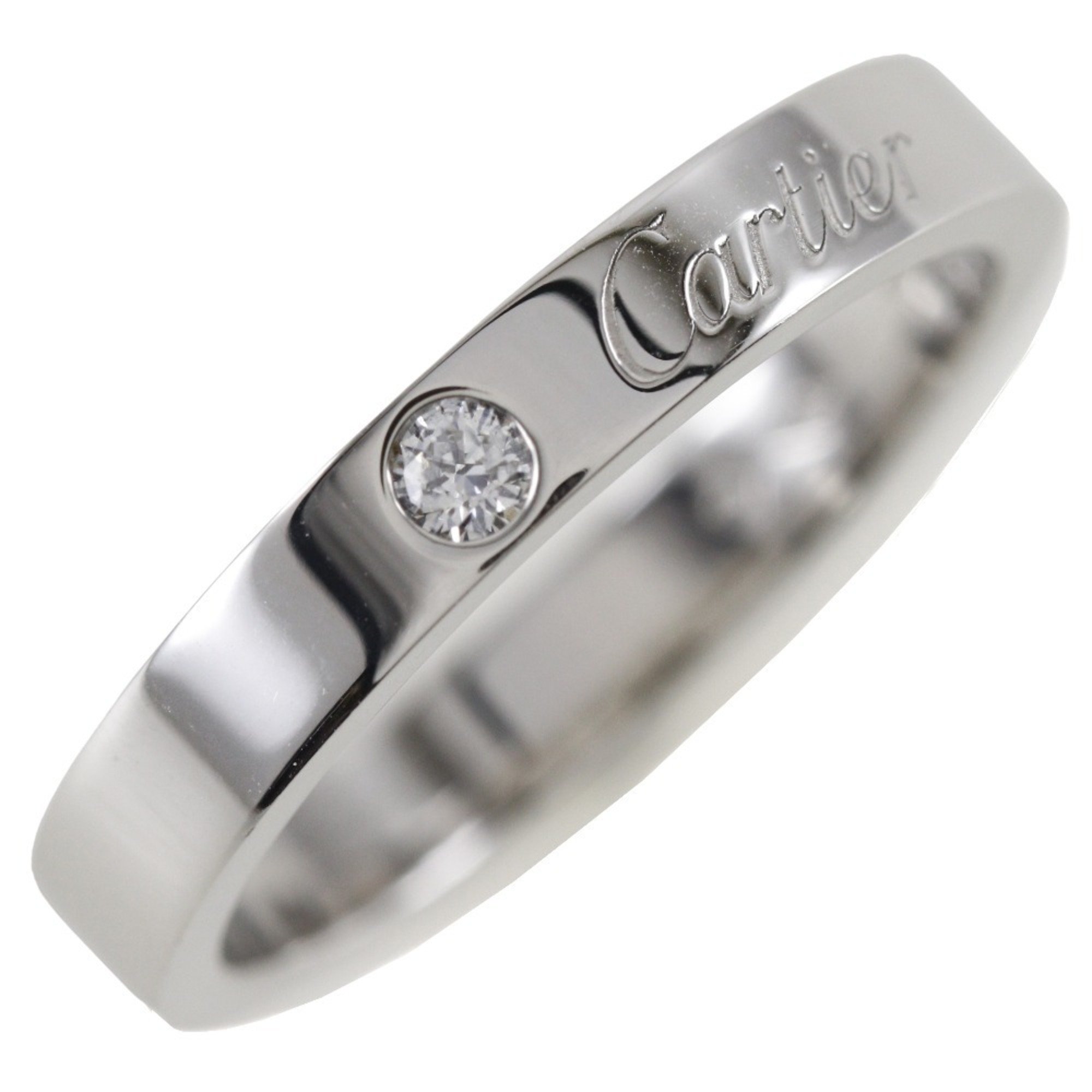 Cartier CARTIER Engraved Ring Size 10.5 1P Diamond Pt950 Platinum x Approx. 5.1g Women's