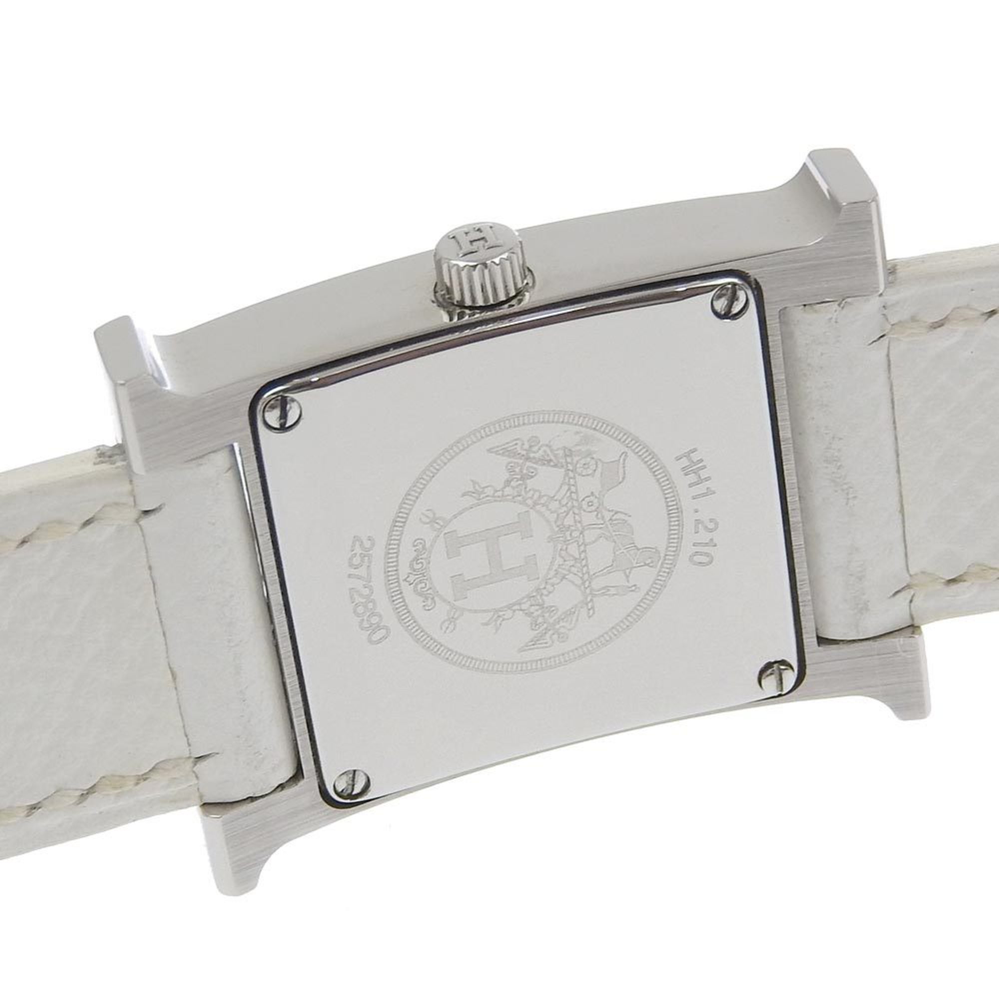 Hermes HERMES H Watch Wristwatch HH1.210 Stainless Steel x Leather 2005 Quartz Analog Display White Dial Ladies