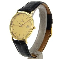 OMEGA Wristwatch cal.1430 K18 Yellow Gold x Embossed Leather Quartz Analog Display Dial Men's