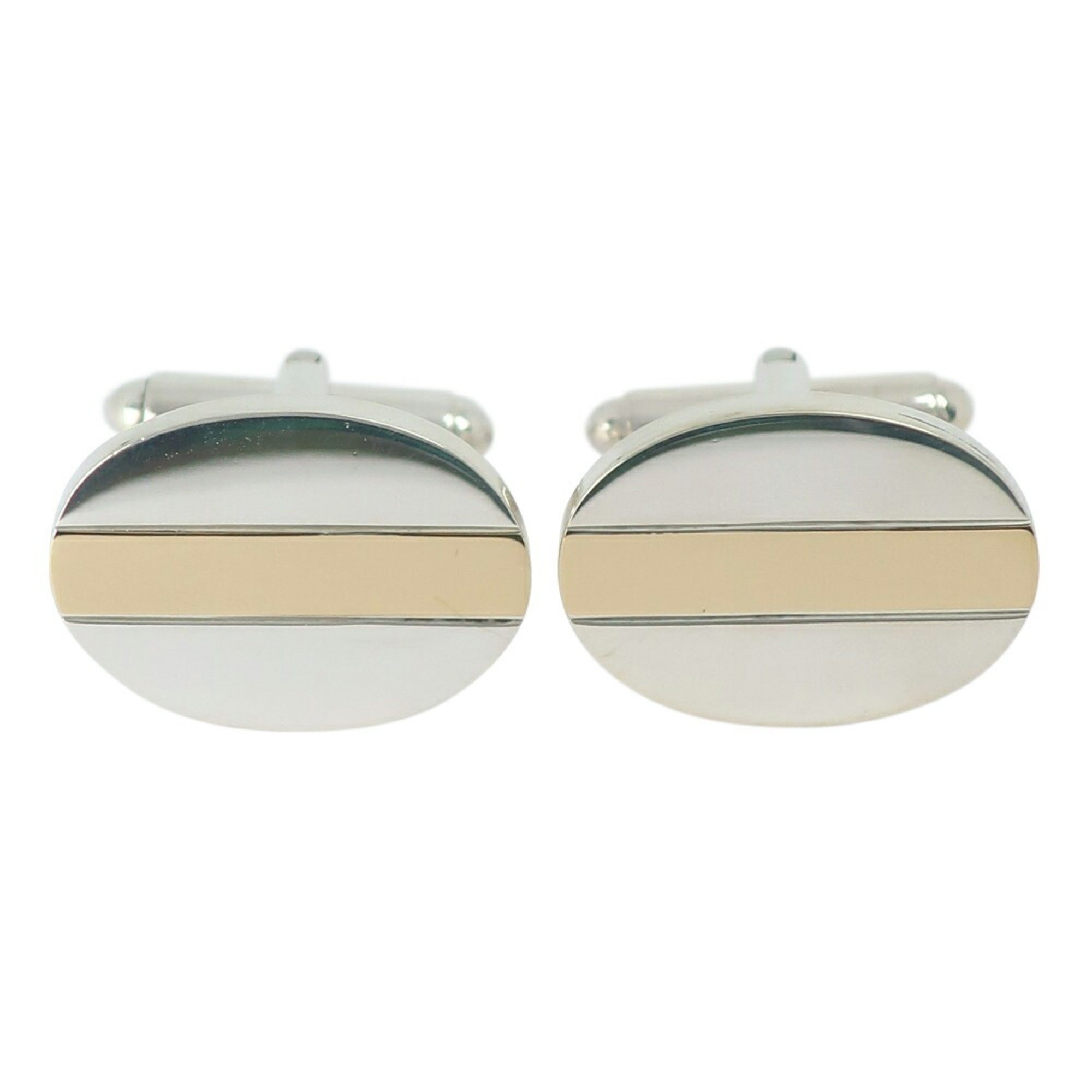 Tiffany & Co. Oval Cufflinks Silver 925 x K18 Yellow Gold Men's