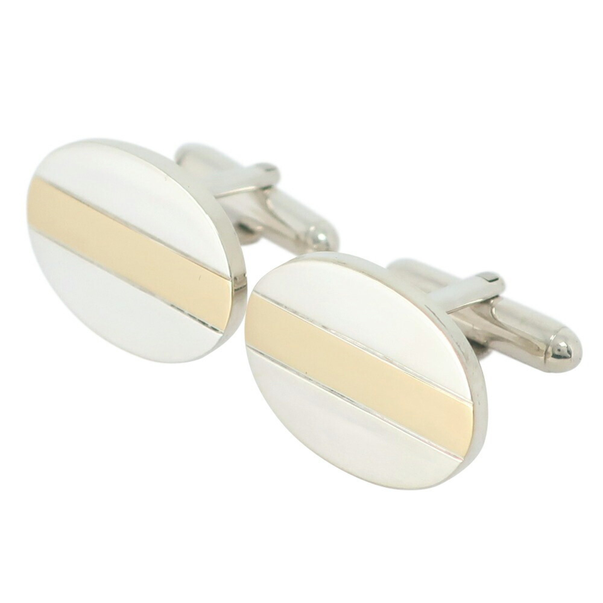 Tiffany & Co. Oval Cufflinks Silver 925 x K18 Yellow Gold Men's