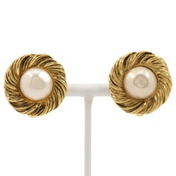 CHANEL Earrings Gold Plated x Fake Pearl Approx. 22.5g Vintage Women's