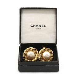 CHANEL Earrings Gold Plated x Fake Pearl Approx. 22.5g Vintage Women's