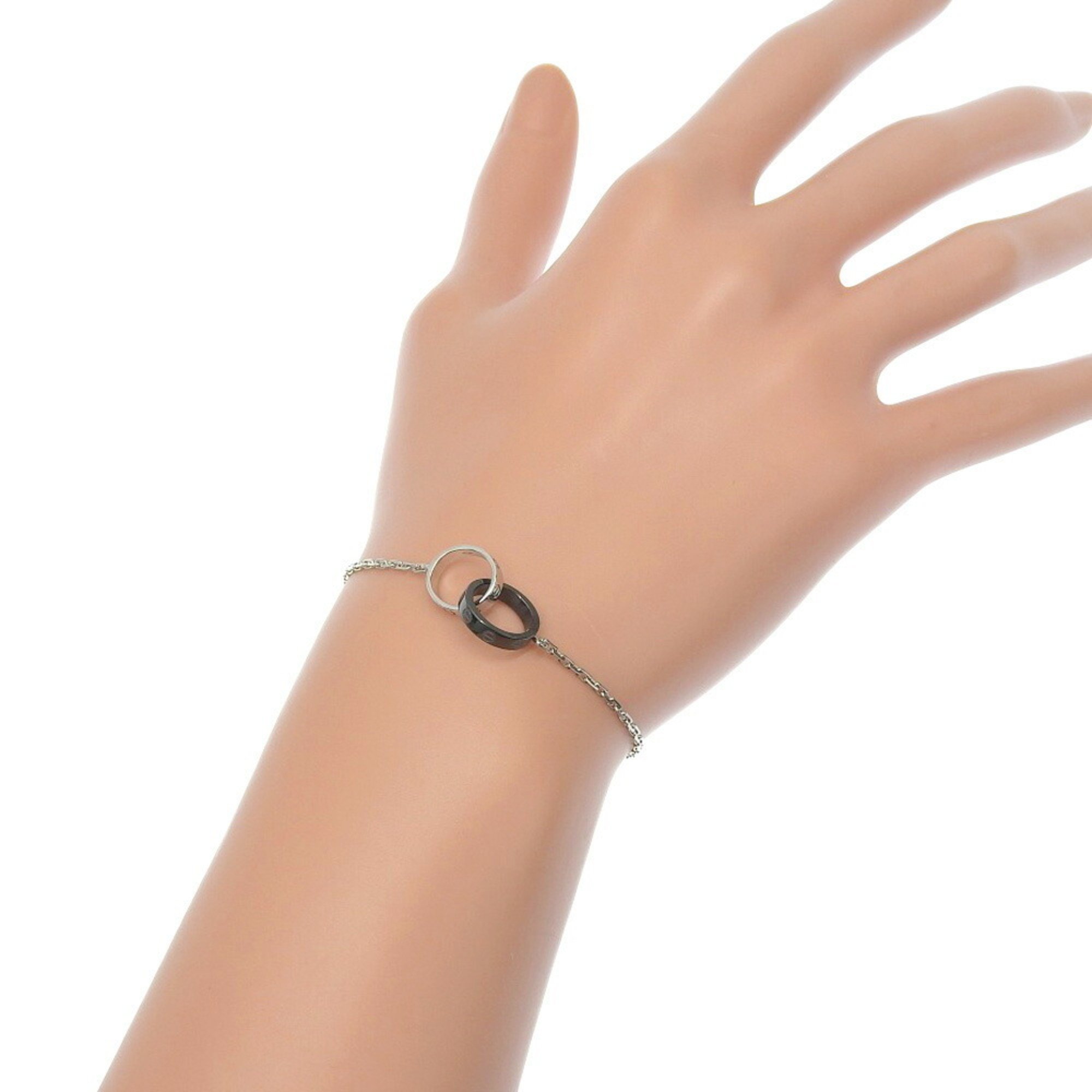 Cartier Baby Love Bracelet K18 White Gold x Ceramic Black Approx. 3.5g Women's