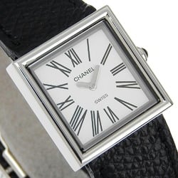 CHANEL Mademoiselle Watch Stainless Steel x Leather Quartz Analog Display White Dial Ladies