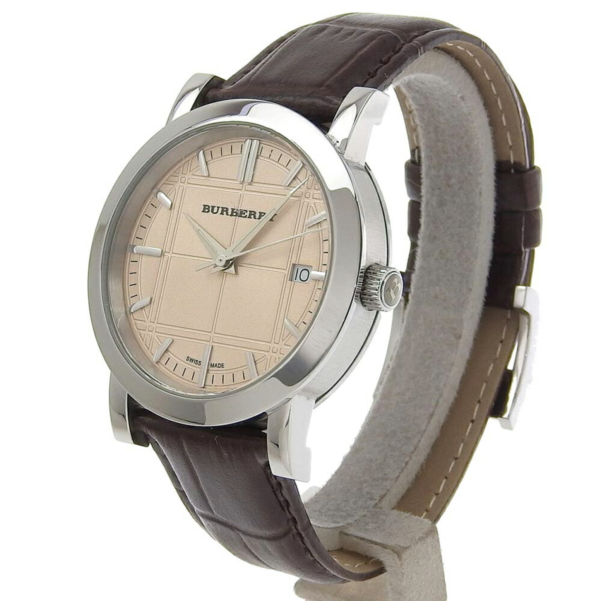 Burberry Heritage Watch BU1356 Stainless Steel x Leather Quartz Analog Display Beige Dial Men's