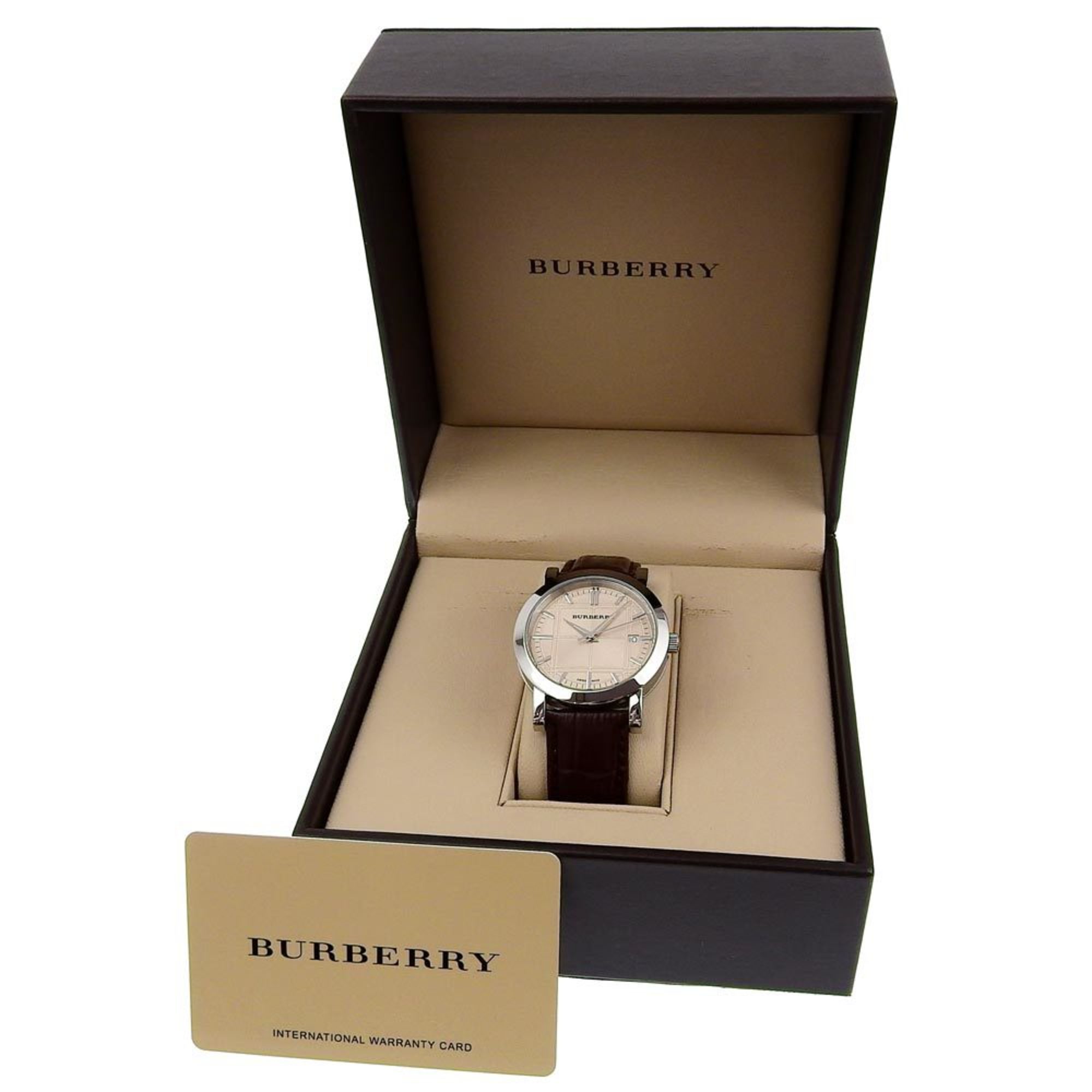 Burberry Heritage Watch BU1356 Stainless Steel x Leather Quartz Analog Display Beige Dial Men's