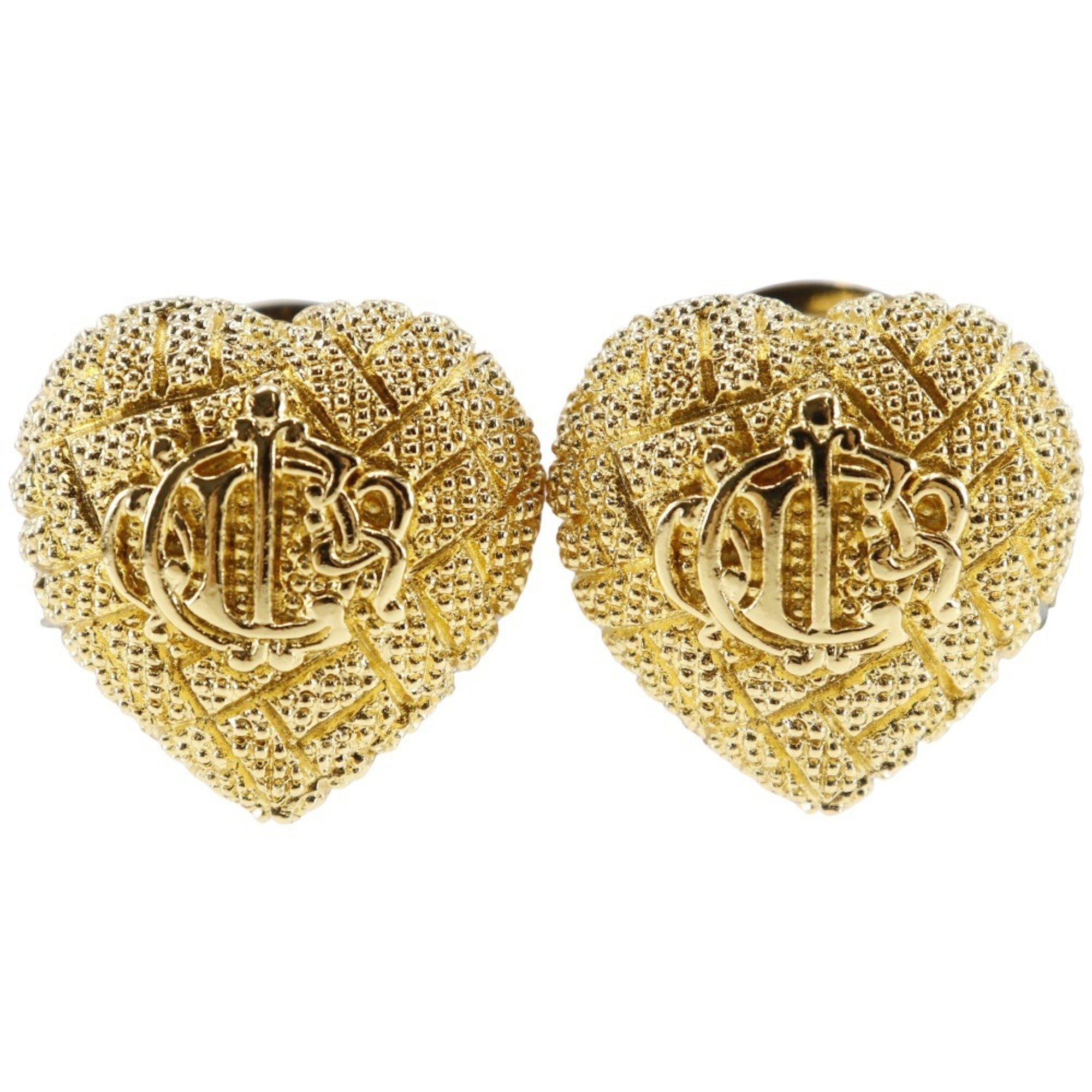 Christian Dior Heart Earrings Gold Plated Approx. 14.5g Women's