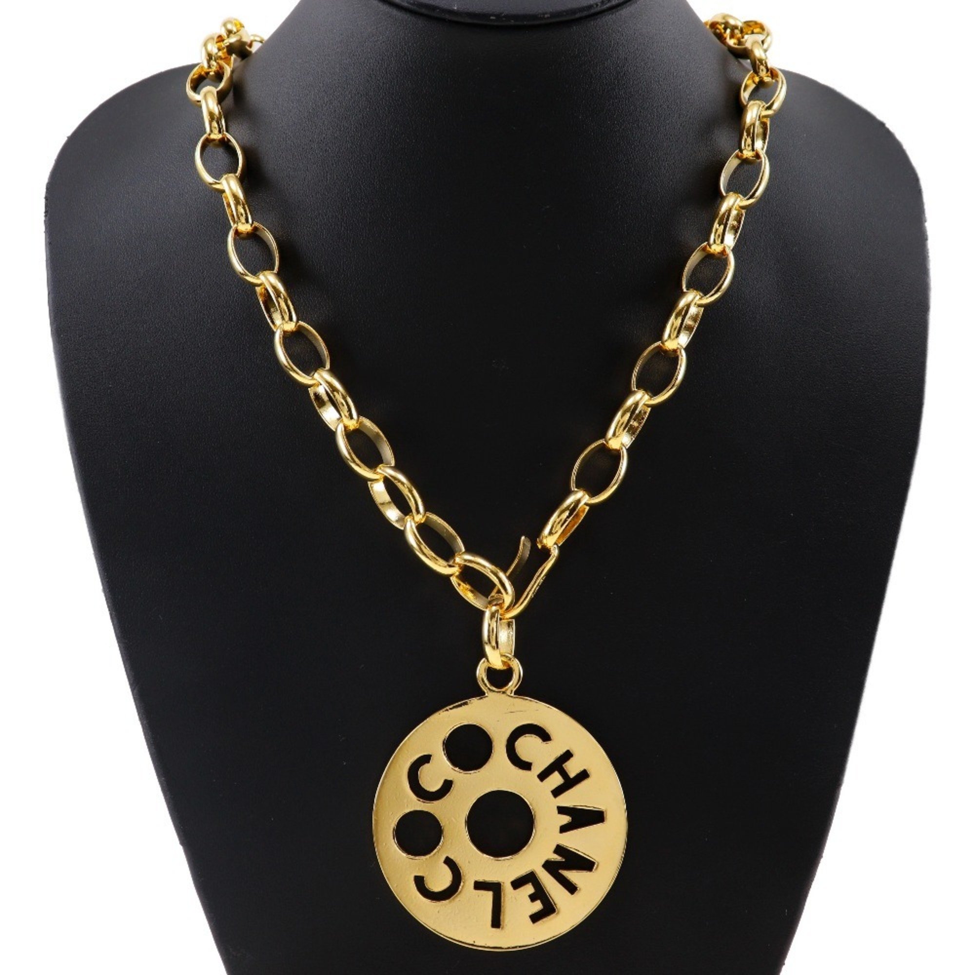 Chanel CHANEL Round Necklace Gold Plated Approx. 168g logo Ladies