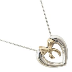 Tiffany TIFFANY&Co. Heart ribbon necklace Silver 925 x K18 yellow gold Approx. 4.3g Ladies