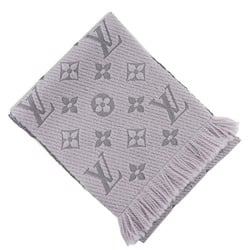 Louis Vuitton Escalpe Mania Scarf Wool x Silk Gris Perle 2018 Gray GM0168 Escalp Logo Unisex