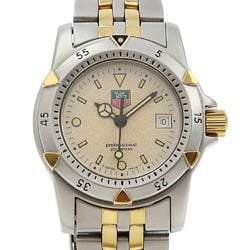 TAG HEUER Professional Watch 955.708G-2 Stainless Steel Gold Quartz Analog Display Ivory Dial Ladies