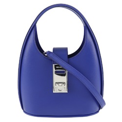 Salvatore Ferragamo Hobo Bag Handbag Gancini Shoulder Calf Blue 2way Flap Mini Women's