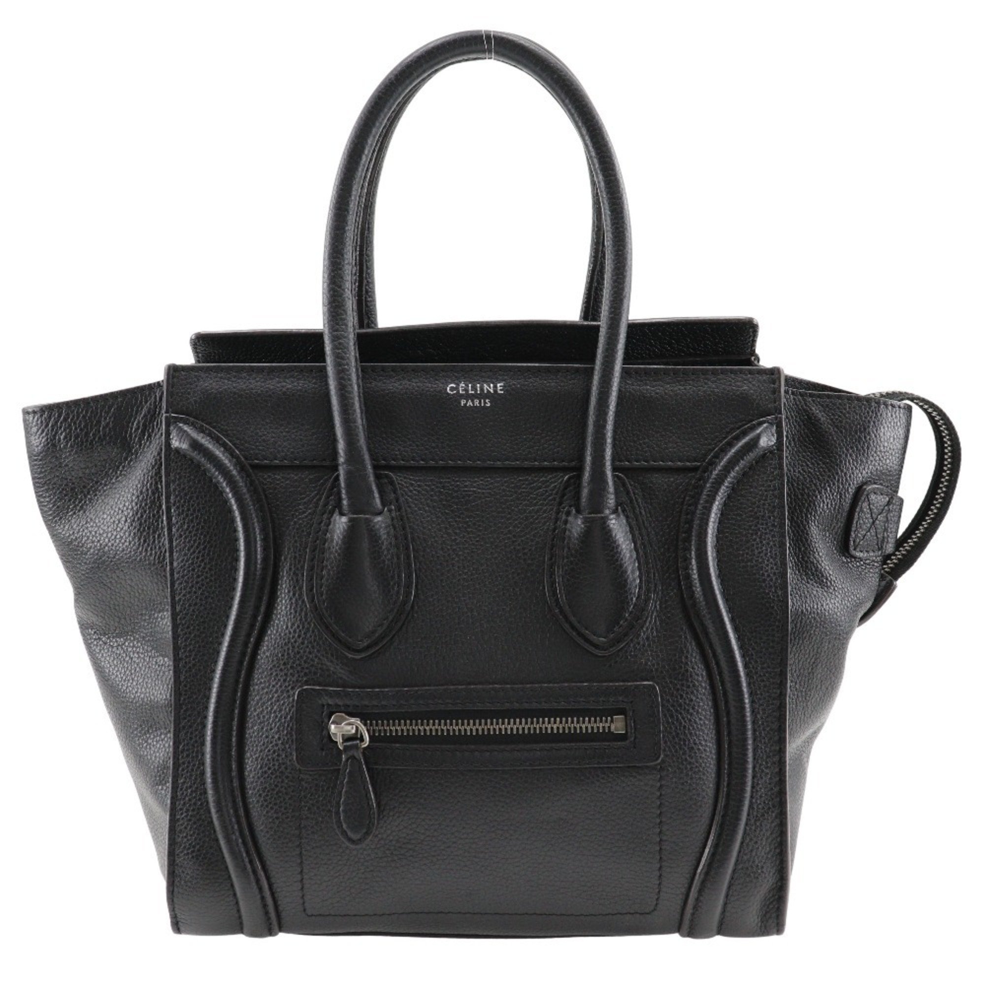 CELINE Luggage Micro Handbag Calf Black A5 Women's