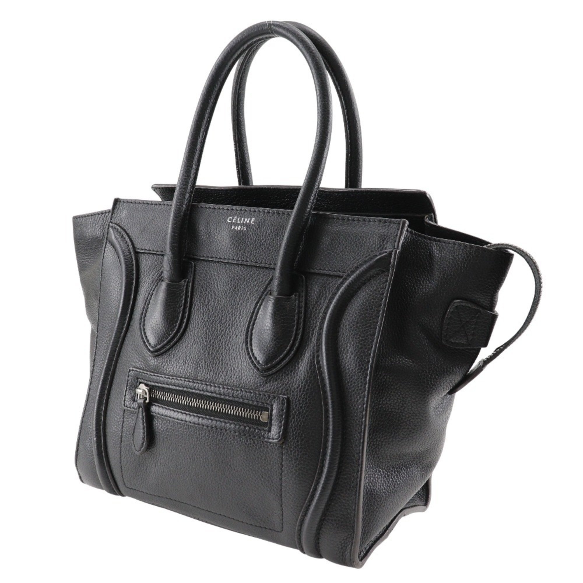 CELINE Luggage Micro Handbag Calf Black A5 Women's