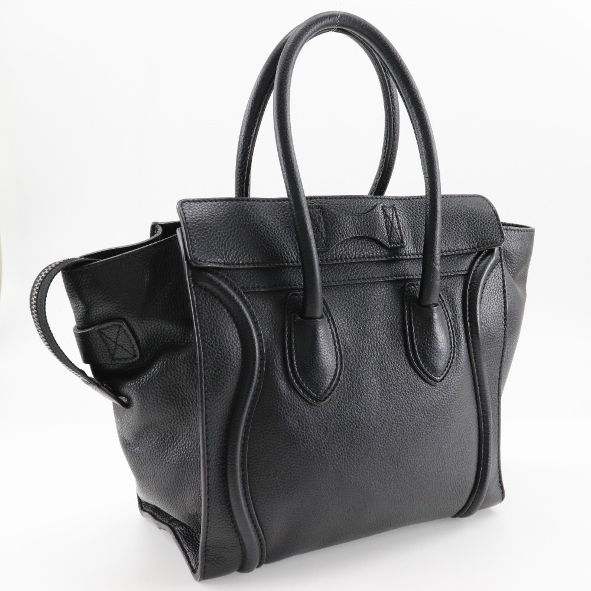 CELINE Luggage Micro Handbag Calf Black A5 Women's