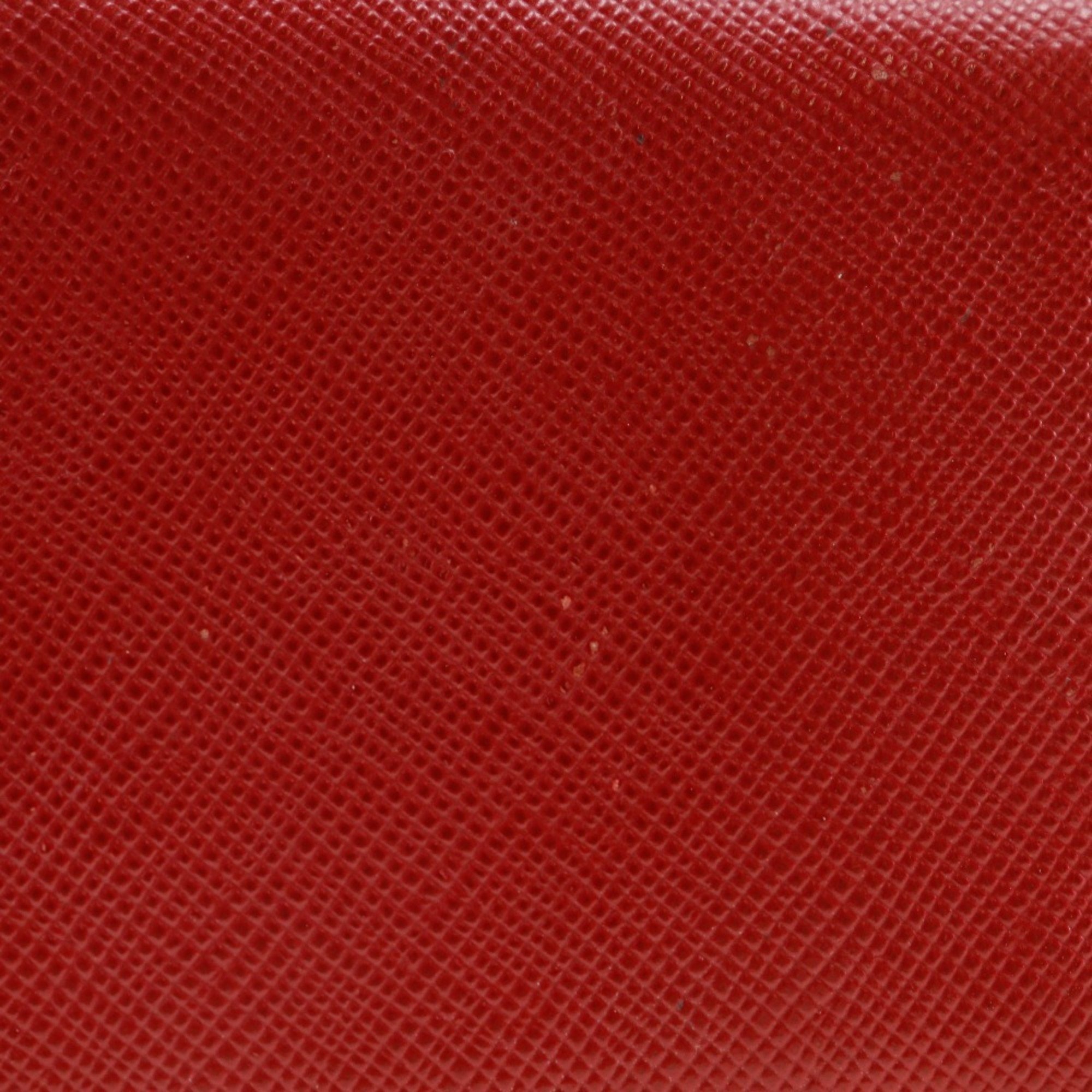 PRADA Key Case Saffiano Made in Türkiye Red Snap Button Women's