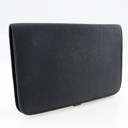 Hermes HERMES Dogon GM Long Wallet Togo 2014 Black / □R Belt Clasp Unisex