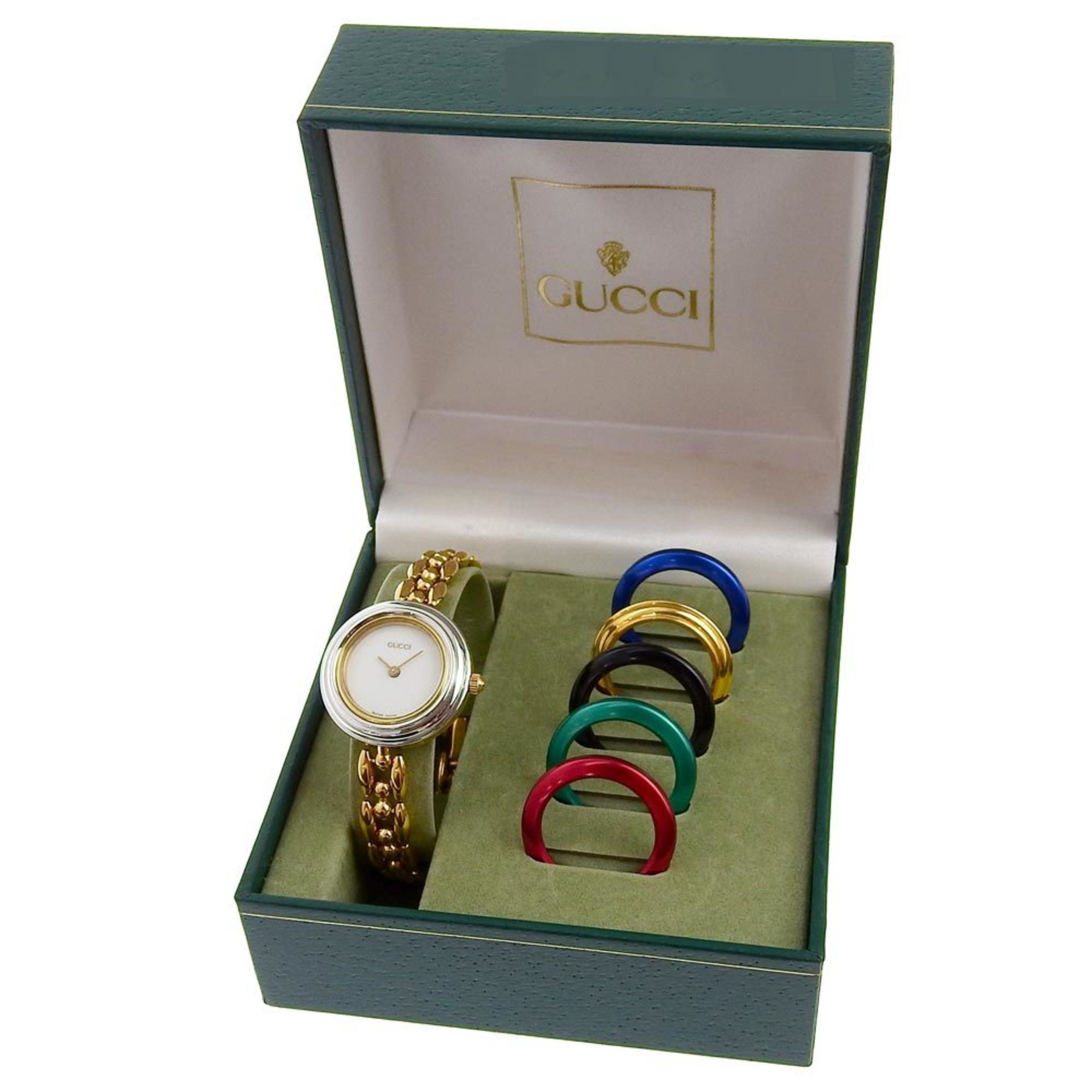 Gucci GUCCI Change Bezel Watch 11/12.2 Gold Plated Quartz Analog Display White Dial Ladies