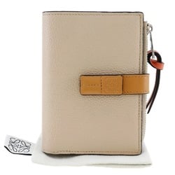 LOEWE Vertical Wallet Small Bifold Calf Beige/Pink Snap Button Women's