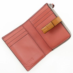 LOEWE Vertical Wallet Small Bifold Calf Beige/Pink Snap Button Women's