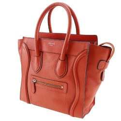 CELINE Luggage Micro Handbag Calf Red A5 Women's