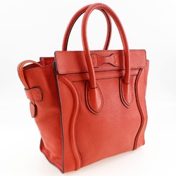 CELINE Luggage Micro Handbag Calf Red A5 Women's