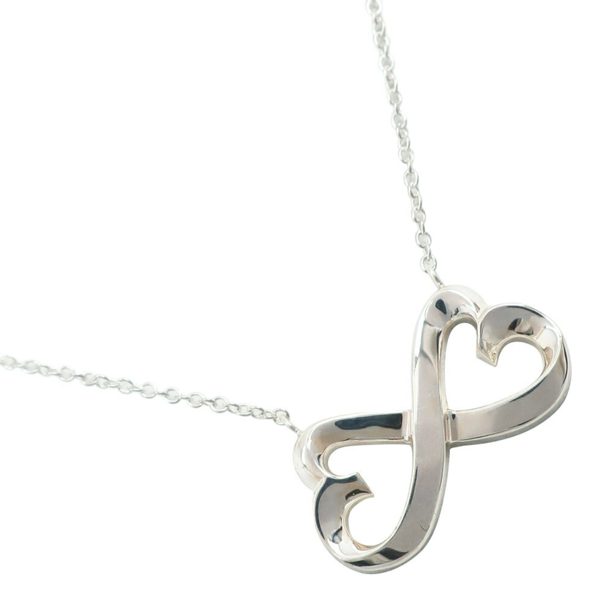 Tiffany TIFFANY&Co. Double Loving Heart Necklace Silver 925 Approx. 4.0g rubbing heart Ladies