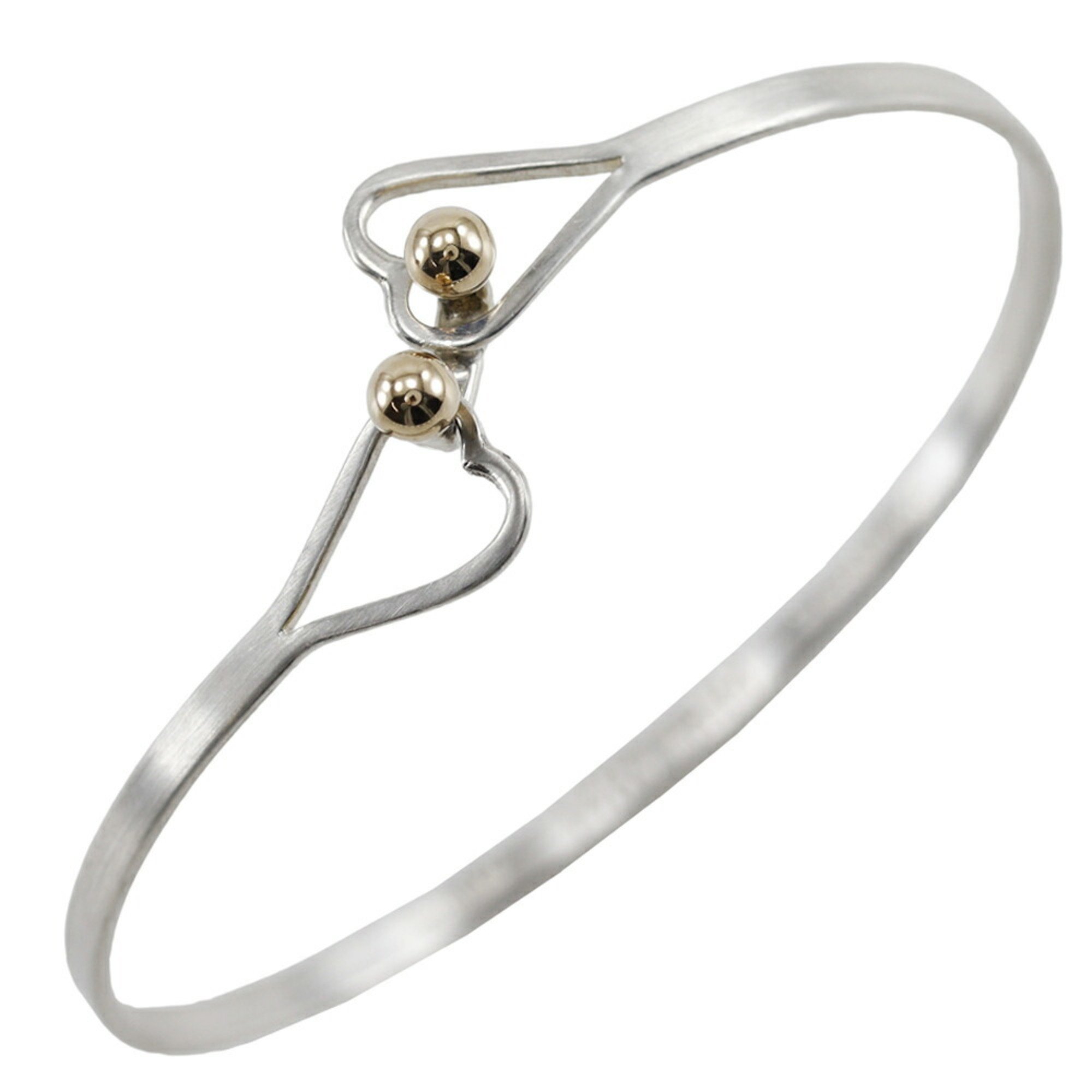 Tiffany & Co. Hook Eye Bangle Double Heart Silver 925 x K14 Yellow Gold Approx. 5.3g Women's I222423066